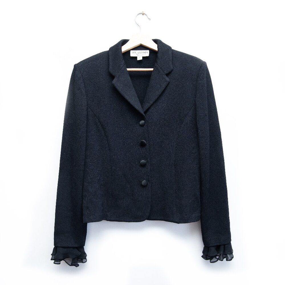 St John Black Cropped Blazer